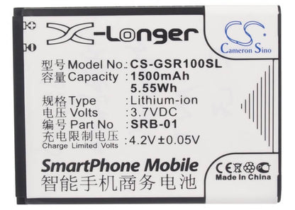 3.7V, 1500mAh, Li-ion Battery fits Gsmart, Rio R1, 5.55Wh