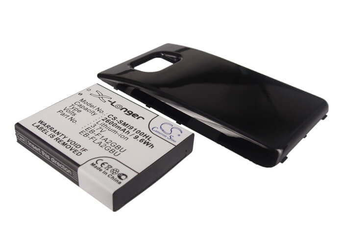 Black, 3.7V, 2600mAh, Li-ion Battery fits Samsung, Galaxy S Ii, Galaxy S2, 9.62Wh