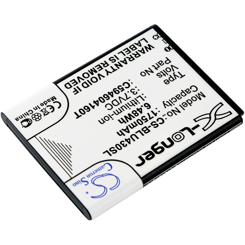 3.7V, 1750mAh, Li-ion Battery fits Blu, D910a, Vivo 4.3, 6.475Wh