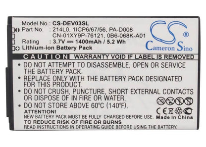 3.7V, 1400mAh, Li-ion Battery fits Dell, Lightning, V02s, 5.18Wh