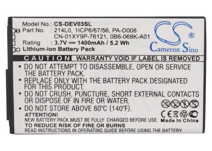 3.7V, 1400mAh, Li-ion Battery fits T-mobile, Venue Pro, 5.18Wh