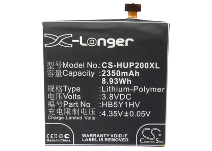 3.8V, 2350mAh, Li-Polymer Battery fits Huawei, Ascend P2, Gl07s, 8.93Wh