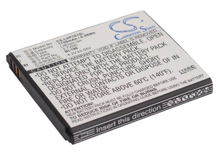 3.7V, 1750mAh, Li-ion Battery fits Lenovo, P700, P700i, 6.475Wh