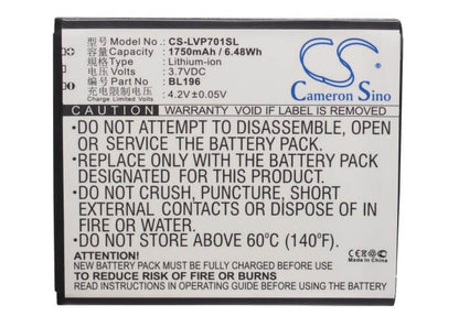 3.7V, 1750mAh, Li-ion Battery fits Lenovo, P700, P700i, 6.475Wh