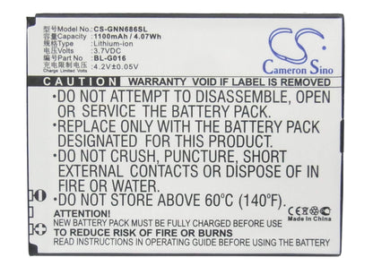 3.7V, 1100mAh, Li-ion Battery fits Ngm, Wemove Legende, 4.07Wh
