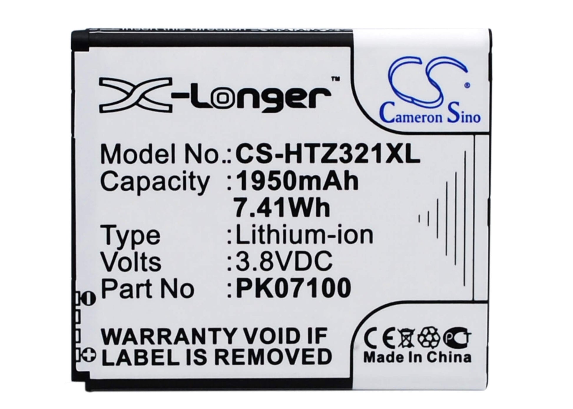 3.8V, 1950mAh, Li-ion Battery fits Htc, Hti13, Isw13ht, 7.41Wh