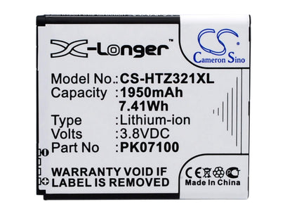 3.8V, 1950mAh, Li-ion Battery fits Htc, Hti13, Isw13ht, 7.41Wh