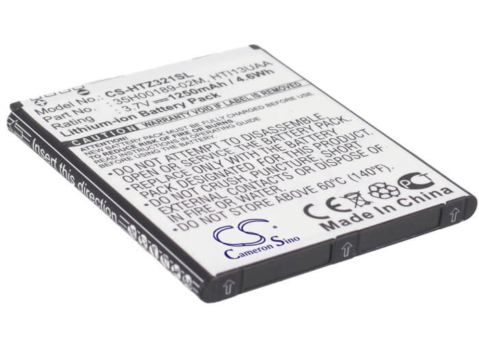 3.7V, 1250mAh, Li-ion Battery fits Htc, Isw13ht, J, 4.625Wh
