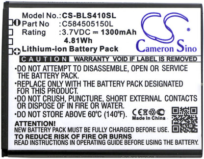 3.7V, 1300mAh, Li-ion Battery fits Blu, S410, S410a, 4.81Wh