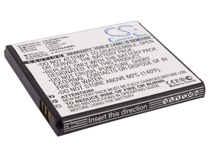 3.8V, 1900mAh, Li-ion Battery fits Philips, D833, W6500, 7.22Wh
