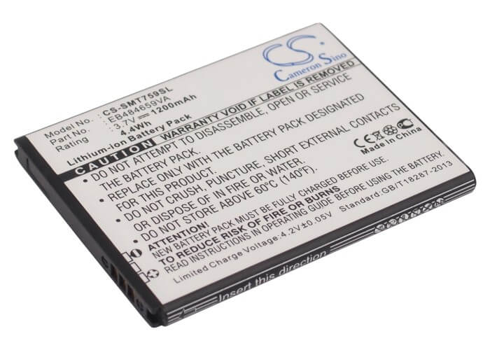 3.7V, 1200mAh, Li-ion Battery fits T-mobile, Eb484659va, Eb484659vabstd, 4.44Wh