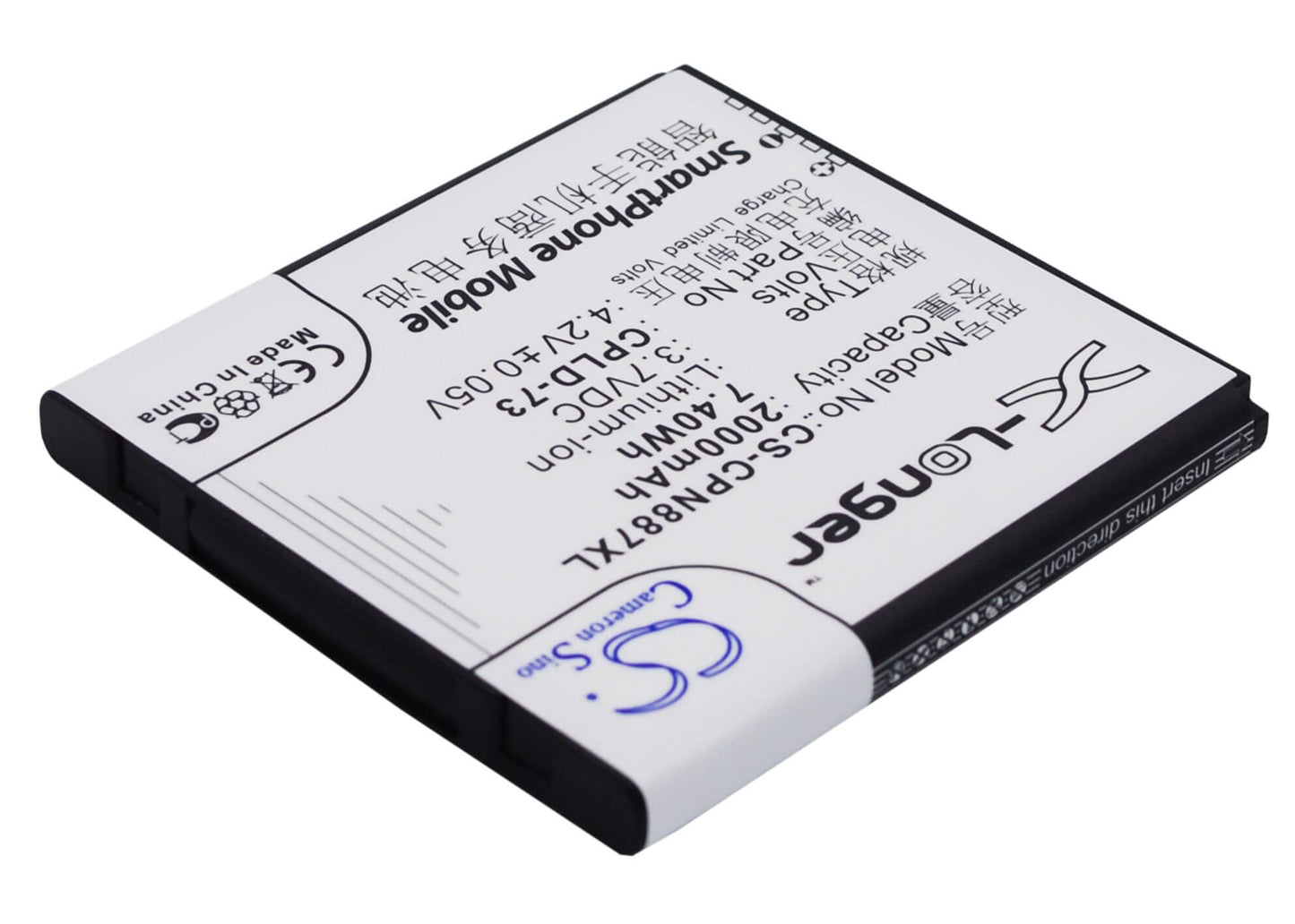 3.7V, 2000mAh, Li-ion Battery fits Coolpad, 8870, 7.4Wh