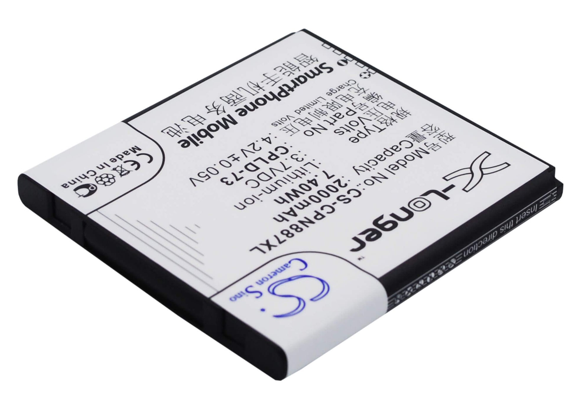 3.7V, 2000mAh, Li-ion Battery fits Coolpad, 8870, 7.4Wh