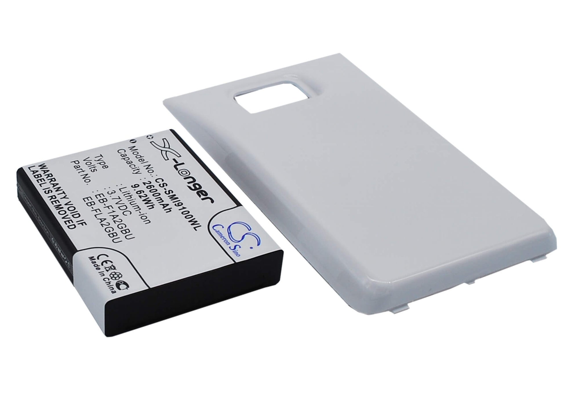 White, 3.7V, 2600mAh, Li-ion Battery fits Samsung, Galaxy S Ii, Galaxy S2, 9.62Wh
