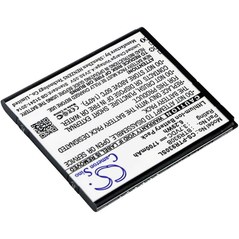 3.7V, 1700mAh, Li-ion Battery fits Pantech, Adr930l, Perception, 6.29Wh