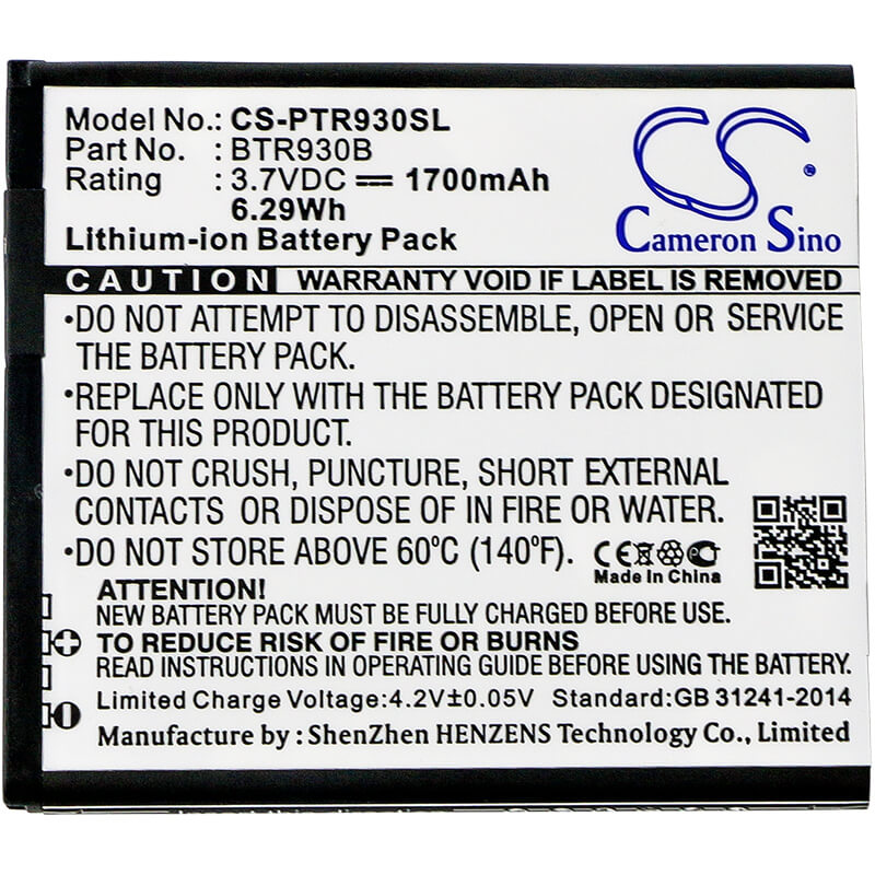 3.7V, 1700mAh, Li-ion Battery fits Pantech, Adr930l, Perception, 6.29Wh