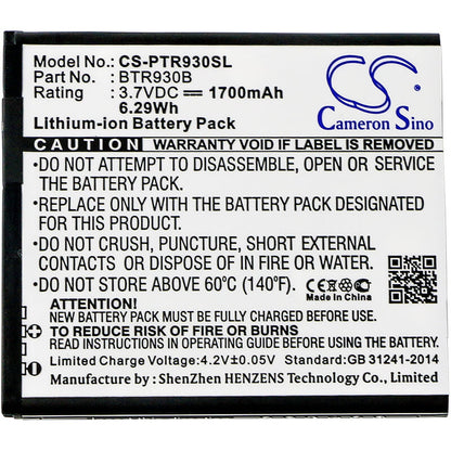 3.7V, 1700mAh, Li-ion Battery fits Pantech, Adr930l, Perception, 6.29Wh