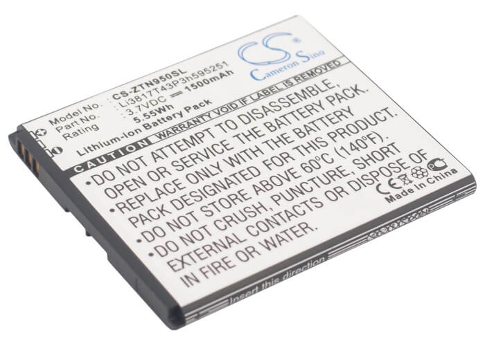3.7V, 1500mAh, Li-ion Battery fits Zte, Blade L, Flash, 5.55Wh
