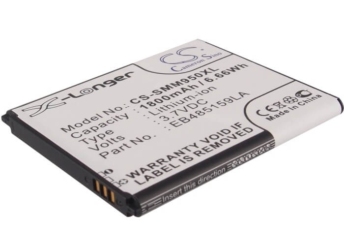 3.7V, 1800mAh, Li-ion Battery fits Samsung, Galaxy Reverb, Galaxy Xcover 2, 6.66Wh