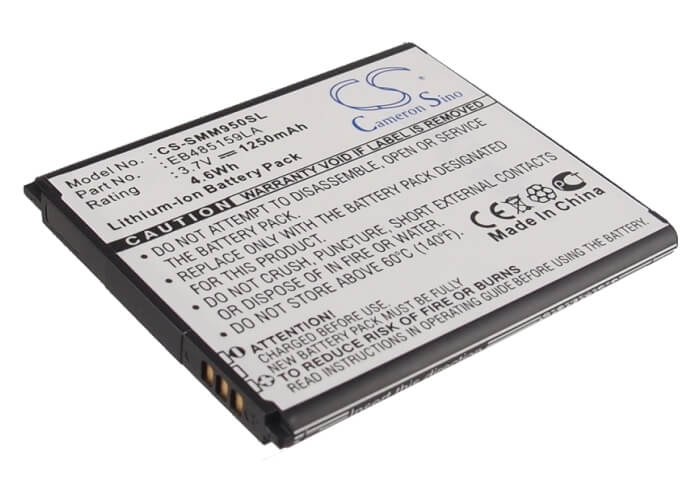 3.7V, 1250mAh, Li-ion Battery fits Samsung, Galaxy Reverb, Galaxy Xcover 2, 4.625Wh
