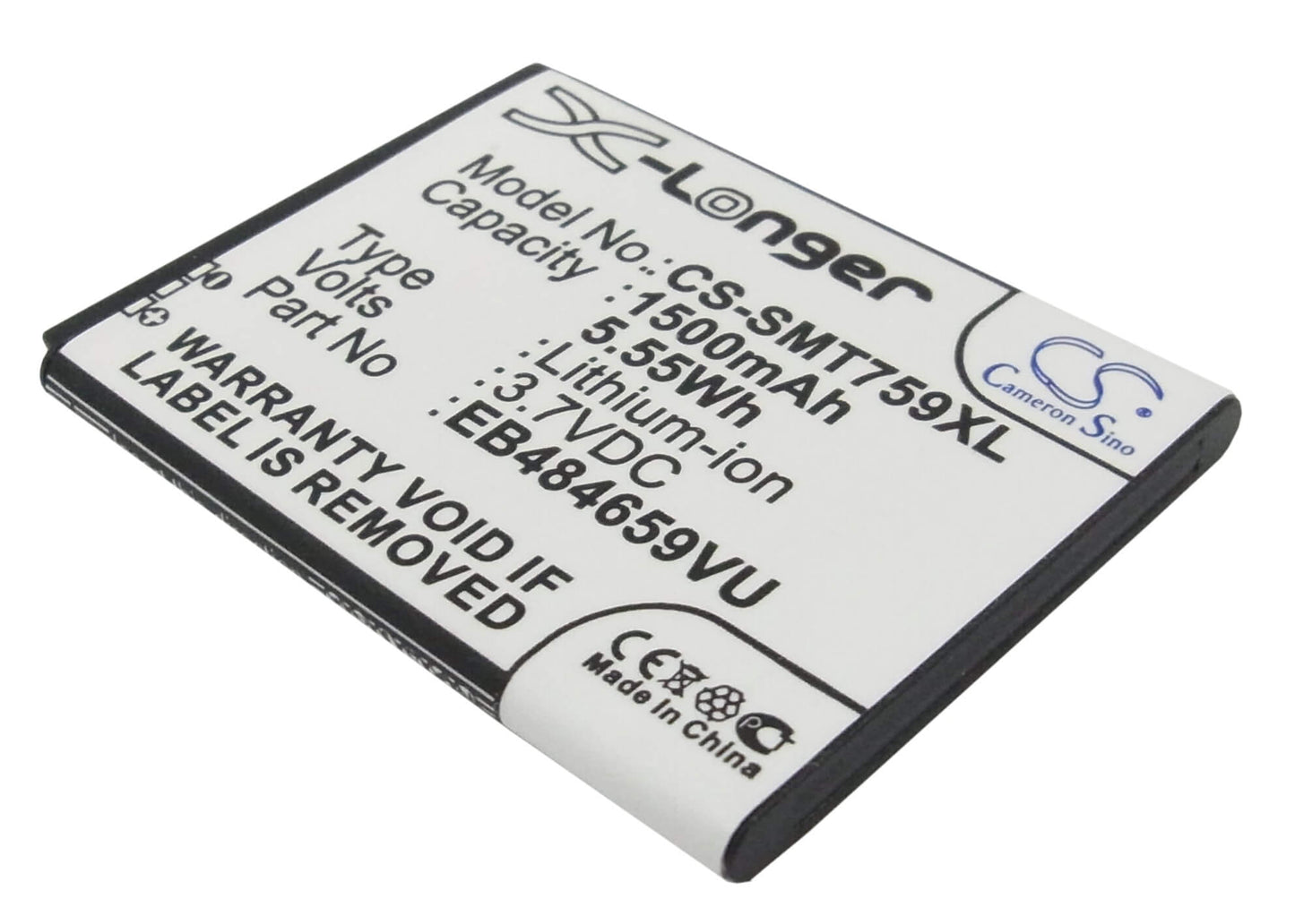 3.7V, 1500mAh, Li-ion Battery fits T-mobile, Eb484659va, Eb484659vabstd, 5.55Wh