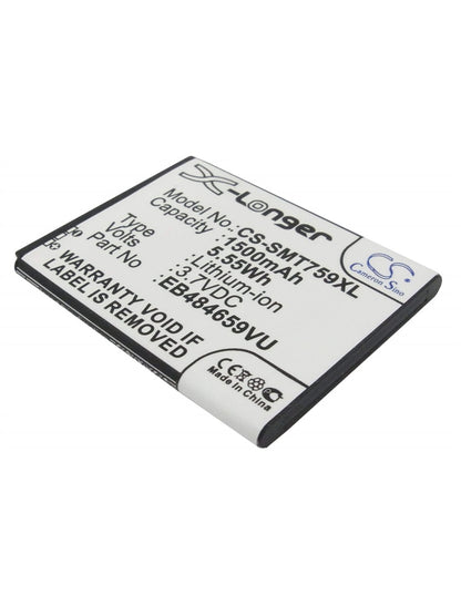 3.7V, 1500mAh, Li-ion Battery fits Samsung, Ancora, Conquer 4g, 5.55Wh