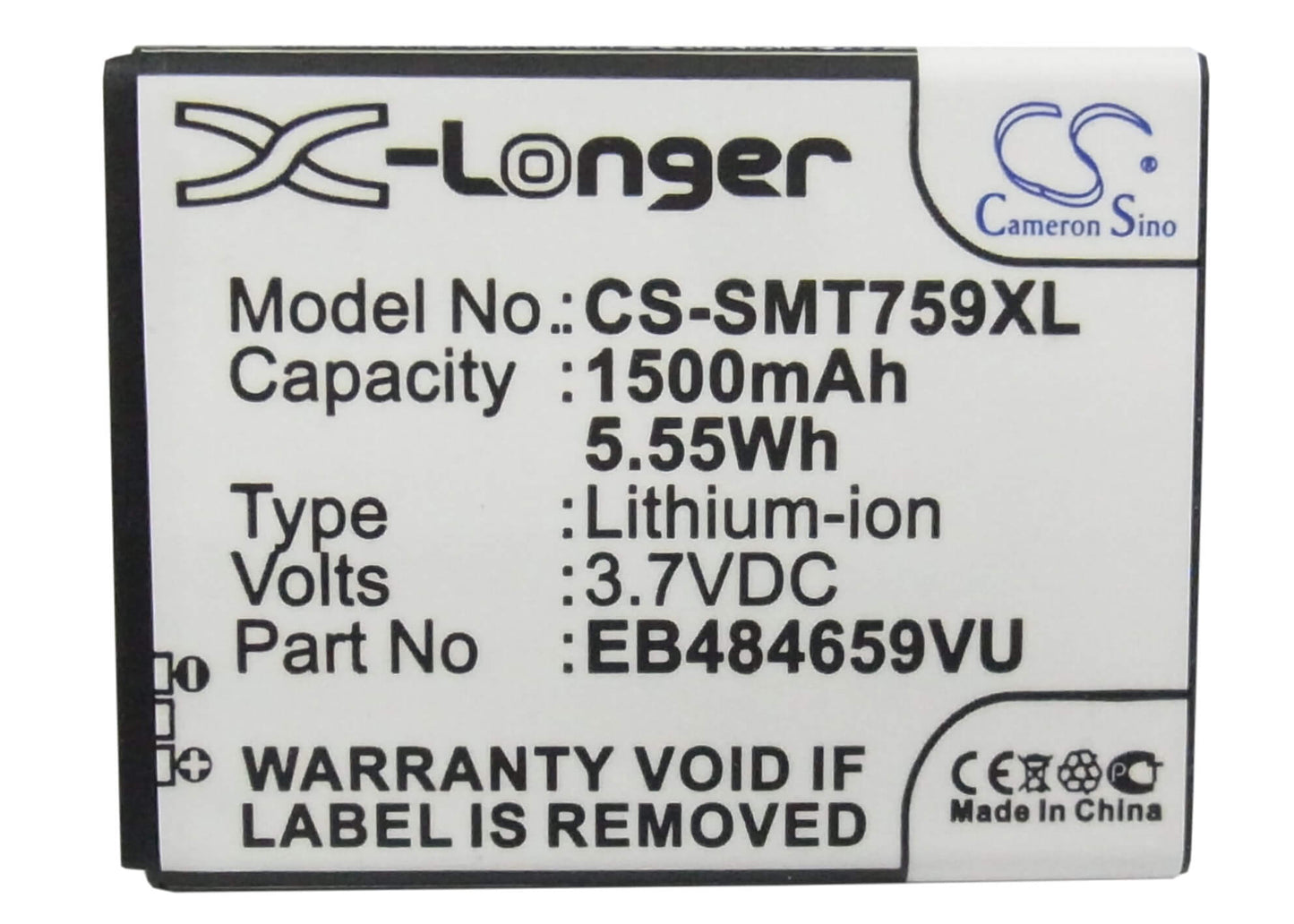 3.7V, 1500mAh, Li-ion Battery fits Samsung, Ancora, Conquer 4g, 5.55Wh