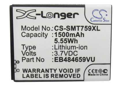 3.7V, 1500mAh, Li-ion Battery fits Samsung, Ancora, Conquer 4g, 5.55Wh
