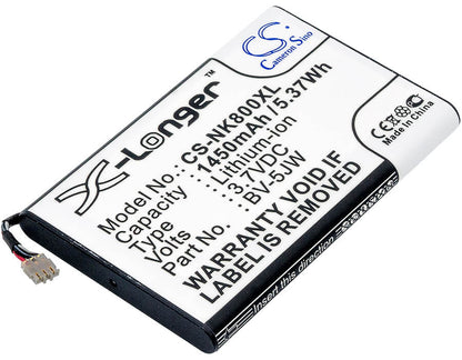 3.7V, 1450mAh, Li-ion Battery fits Nokia, 800, Lumia 800, 5.365Wh