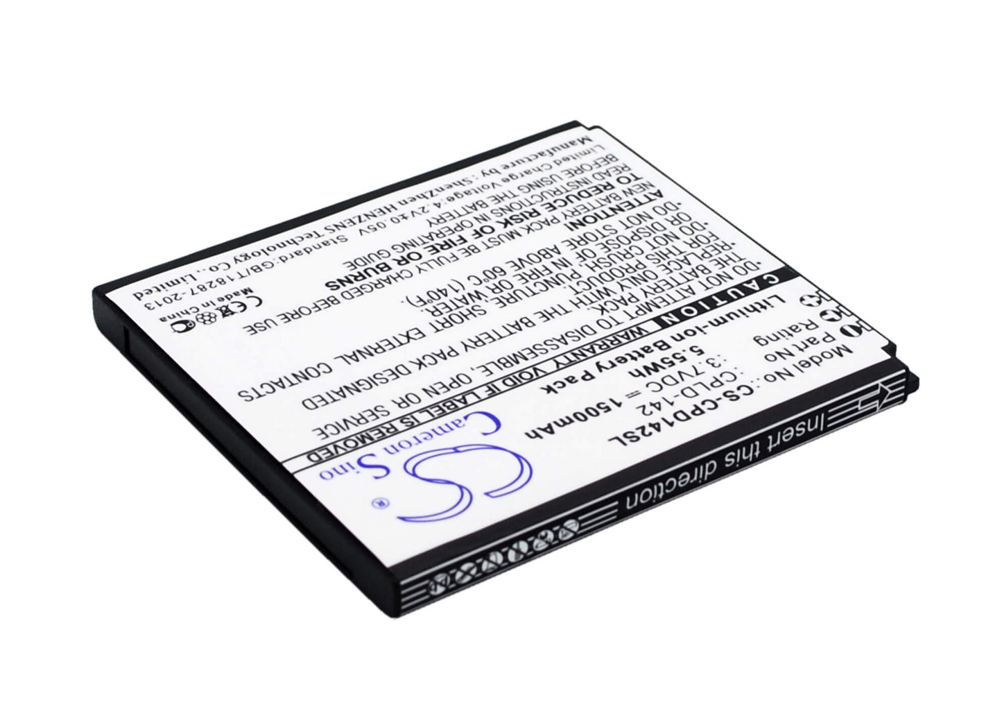 3.7V, 1500mAh, Li-ion Battery fits Coolpad, 5313s, 5.55Wh