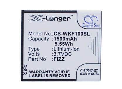 3.7V, 1500mAh, Li-ion Battery fits Wiko, Fizz, 5.55Wh