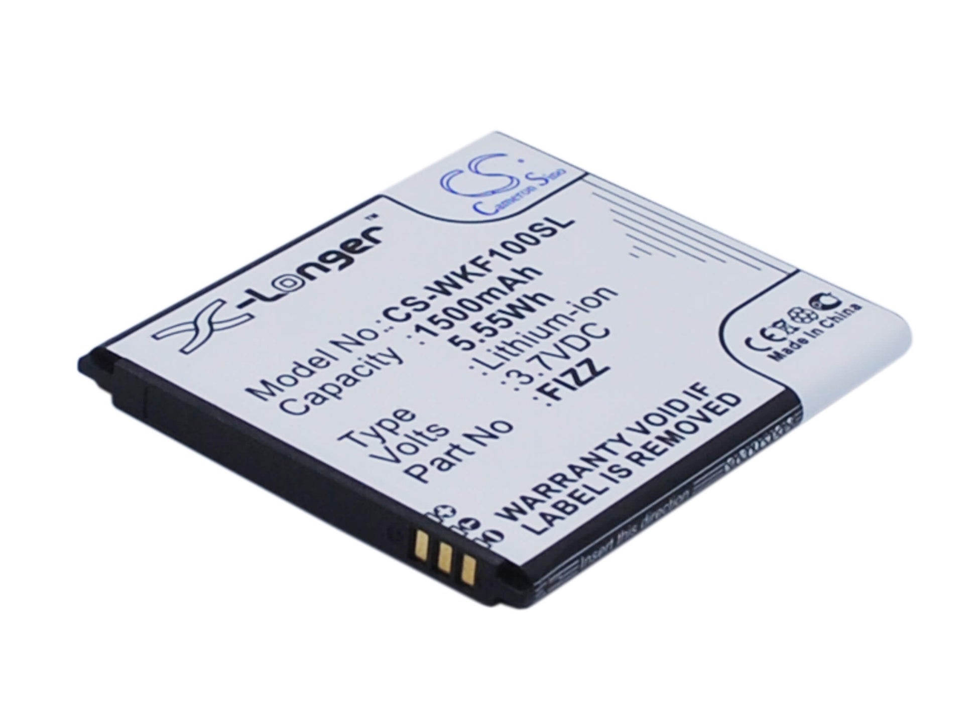 3.7V, 1500mAh, Li-ion Battery fits Wiko, Fizz, 5.55Wh