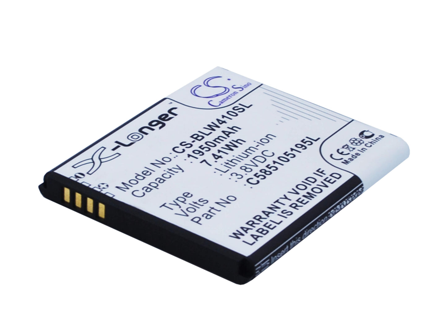 3.8V, 1950mAh, Li-ion Battery fits Blu, W410, Win Jr, 7.41Wh