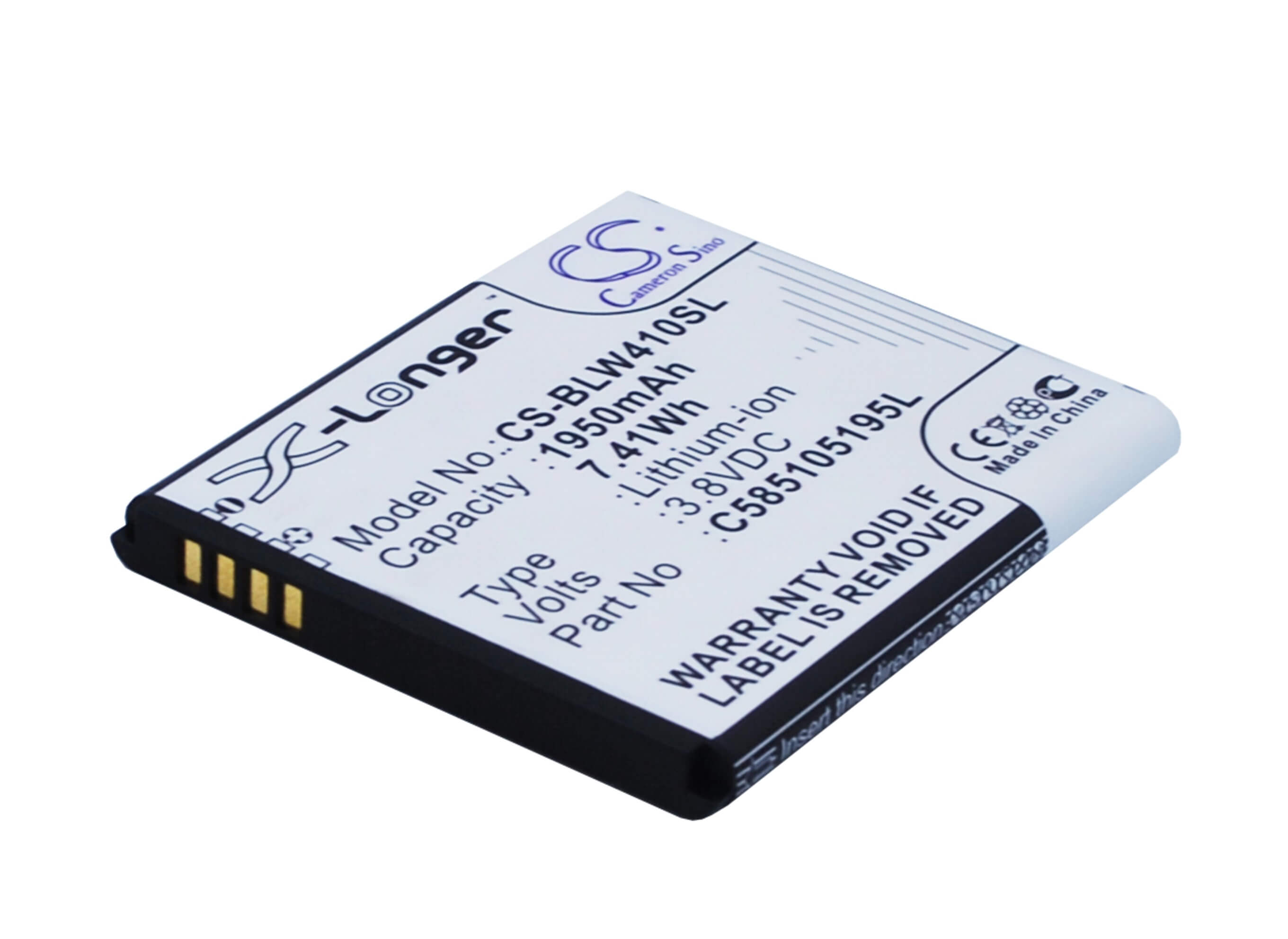 3.8V, 1950mAh, Li-ion Battery fits Blu, W410, Win Jr, 7.41Wh