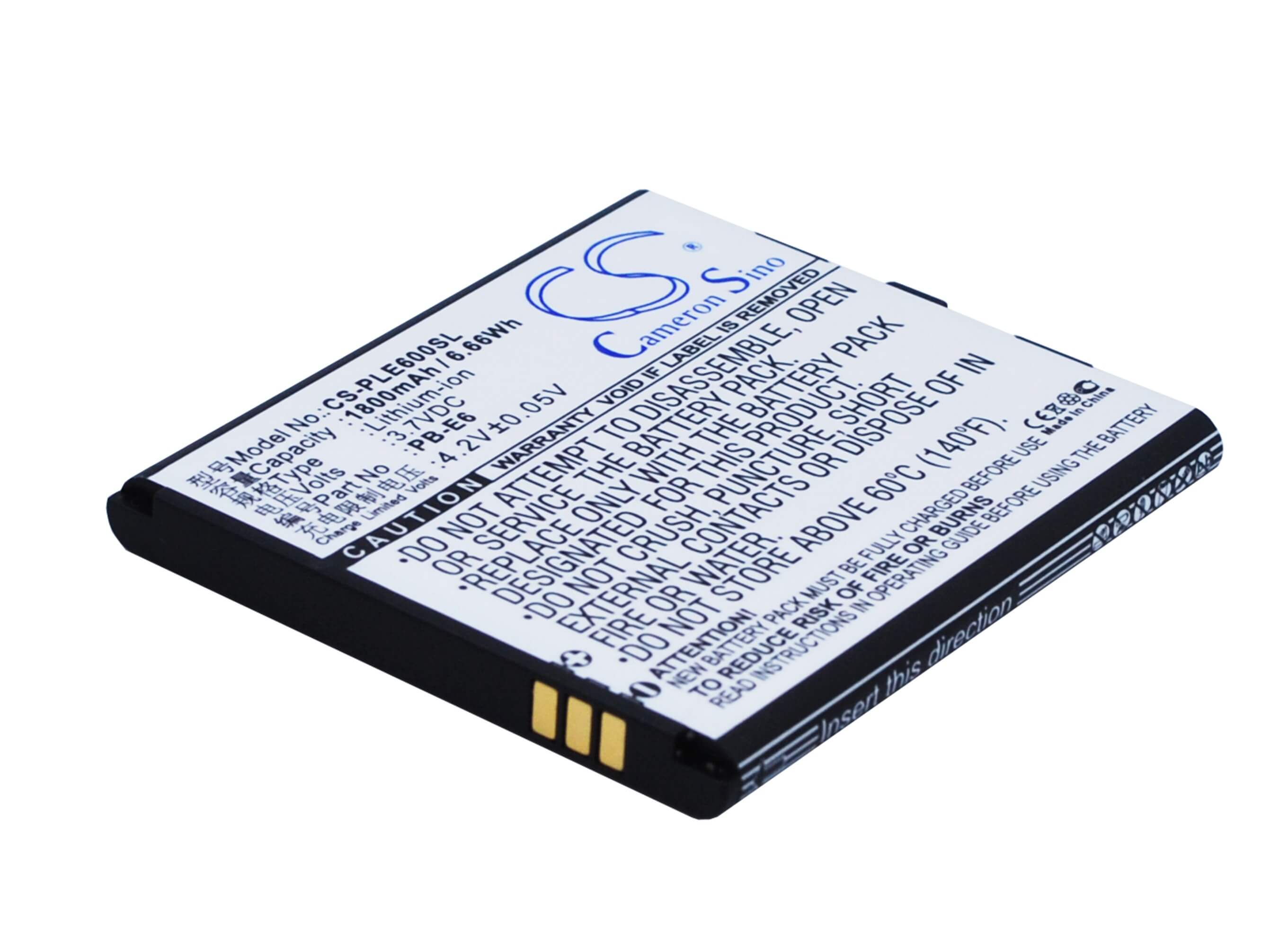 3.7V, 1800mAh, Li-ion Battery fits Pole, E6, 6.66Wh