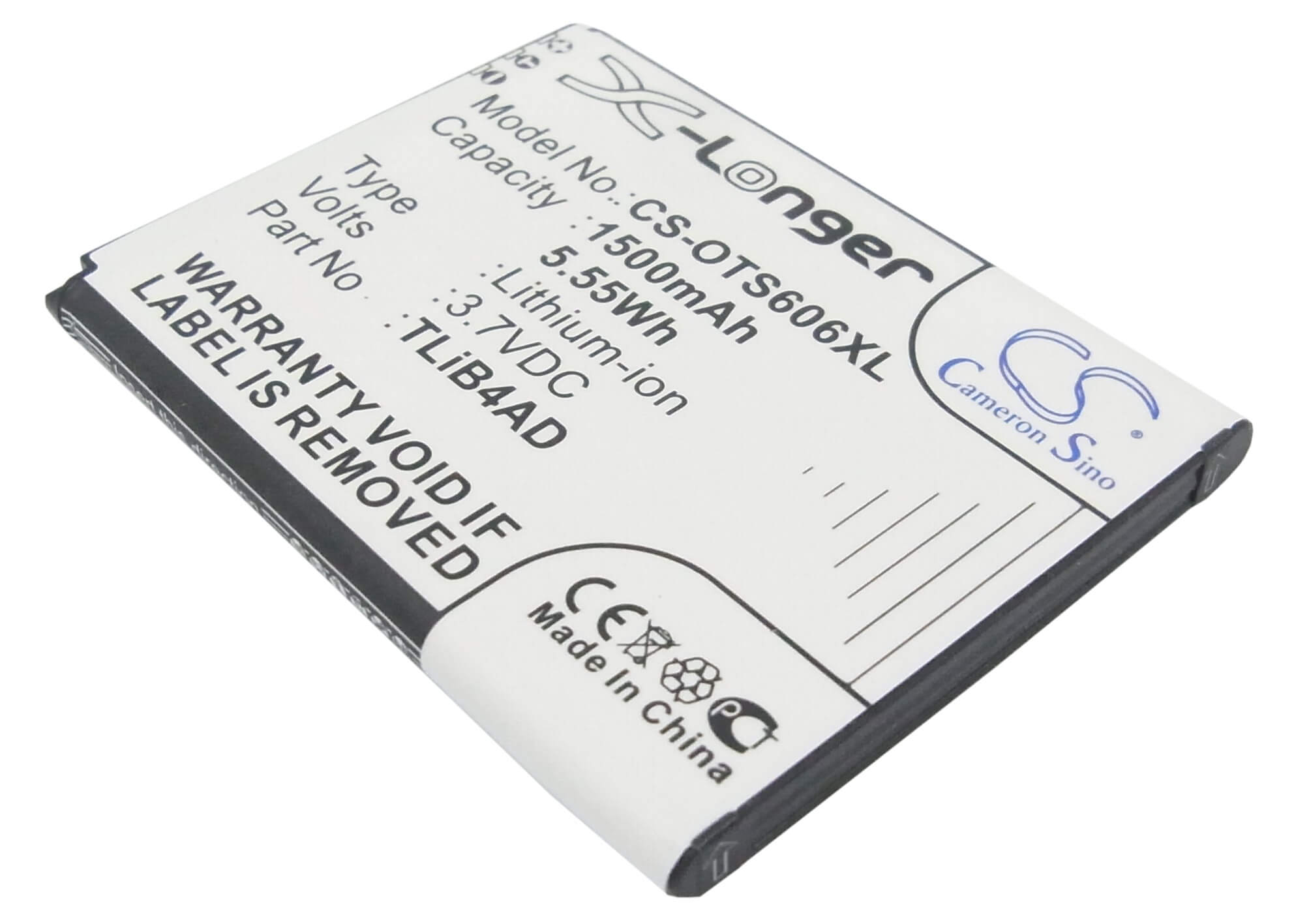 3.7V, 1500mAh, Li-ion Battery fits Tcl, Horizon, S606, 5.55Wh