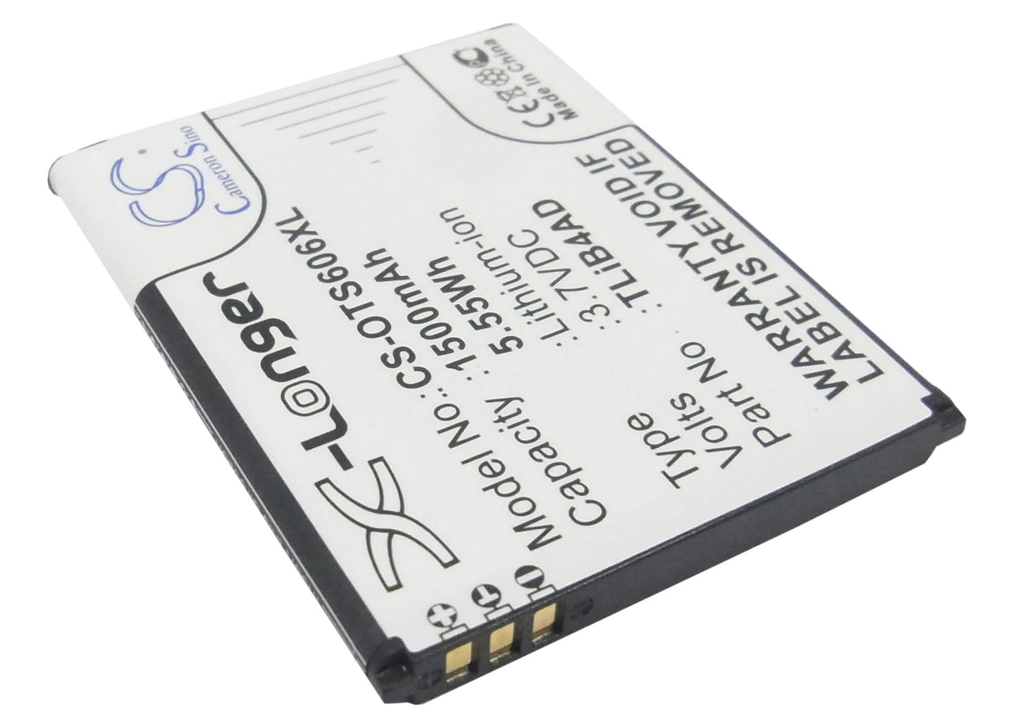 3.7V, 1500mAh, Li-ion Battery fits Tcl, Horizon, S606, 5.55Wh