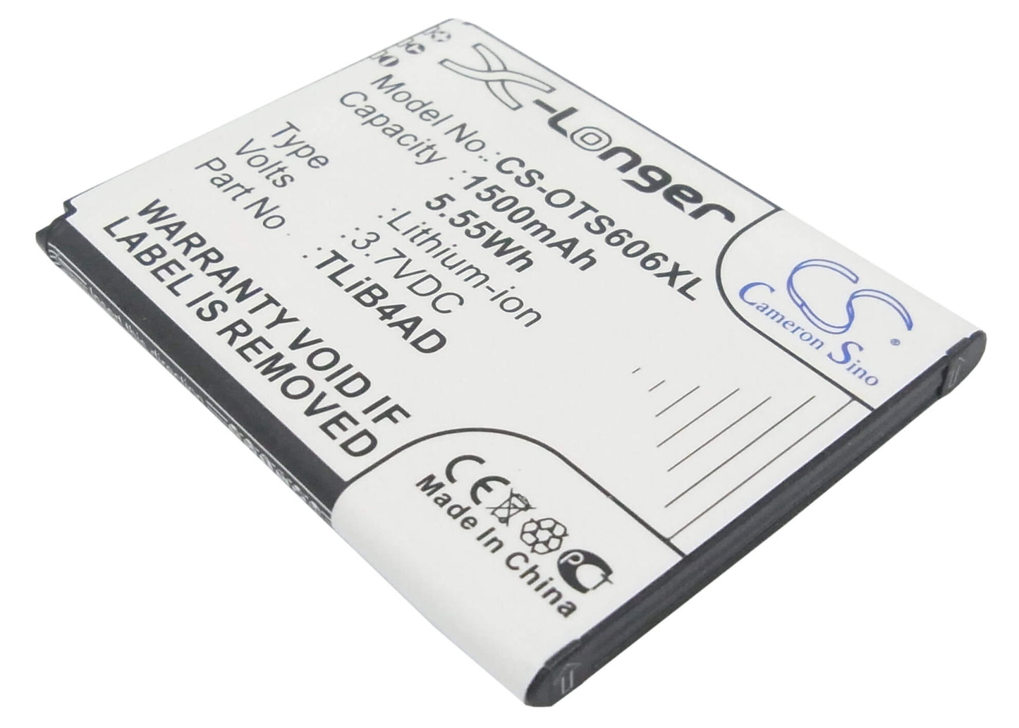 3.7V, 1500mAh, Li-ion Battery fits Alcatel, One Touch View, 5.55Wh