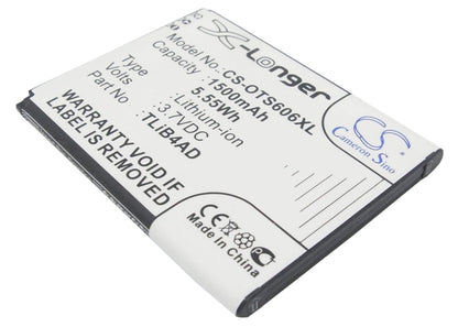 3.7V, 1500mAh, Li-ion Battery fits Alcatel, One Touch View, 5.55Wh