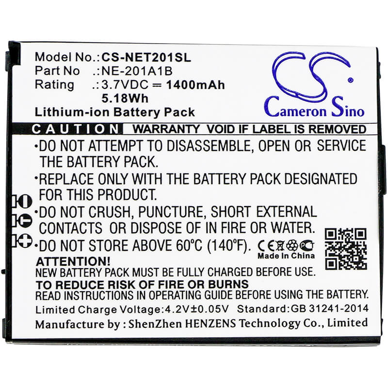 3.7V, 1400mAh, Li-ion Battery fits Nec, Ne-201a1a, Terrain, 5.18Wh