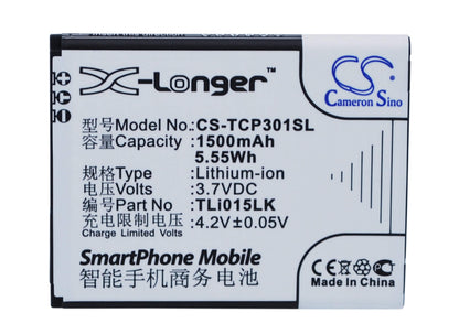 3.7V, 1500mAh, Li-ion Battery fits Tcl, J326t, P301m, 5.55Wh
