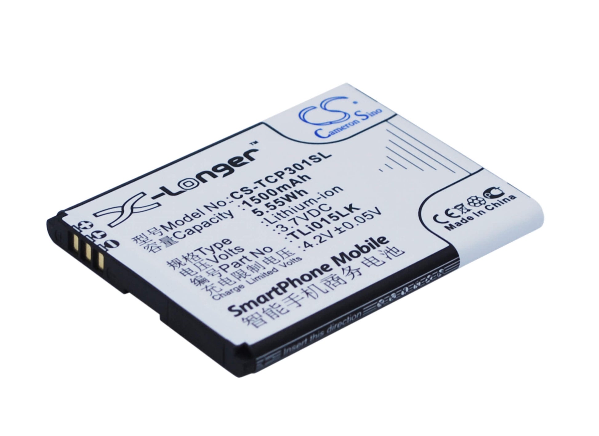 3.7V, 1500mAh, Li-ion Battery fits Tcl, J326t, P301m, 5.55Wh