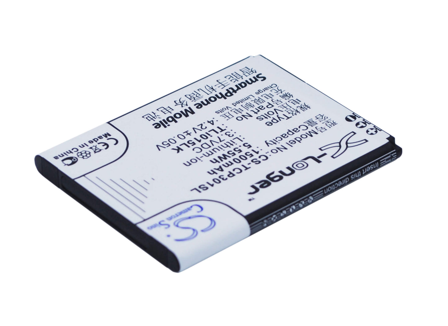 3.7V, 1500mAh, Li-ion Battery fits Tcl, J326t, P301m, 5.55Wh