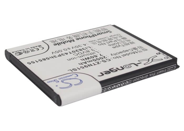 3.8V, 2000mAh, Li-ion Battery fits Net10, Solar, Z795g, 7.6Wh