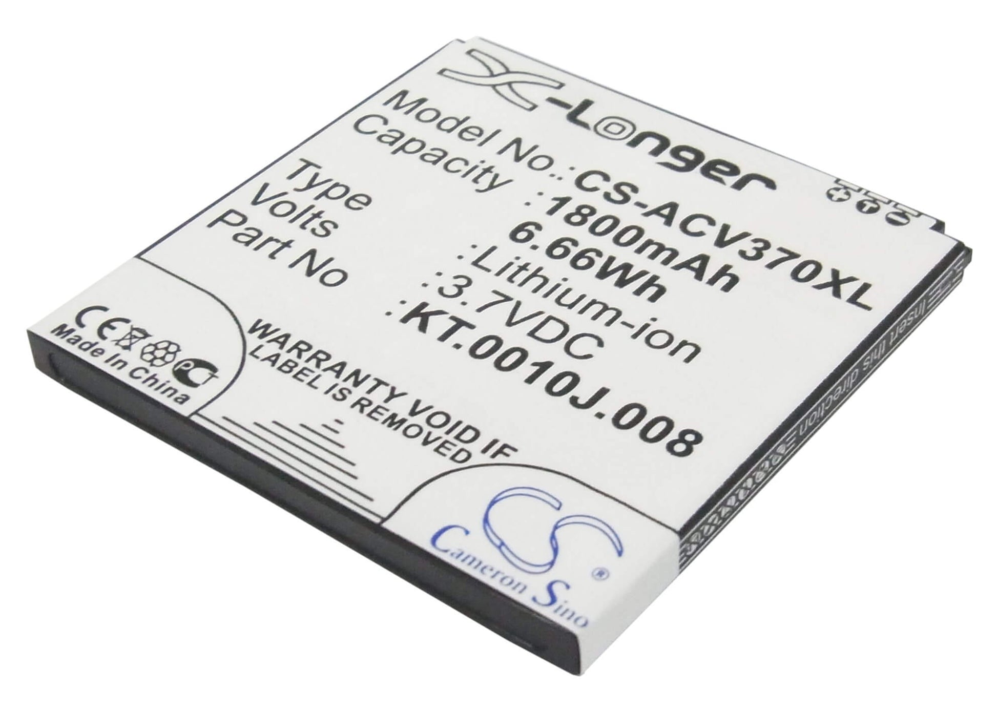 3.7V, 1800mAh, Li-ion Battery fits Acer, Liquid E2, Liquid E2 Dou, 6.66Wh