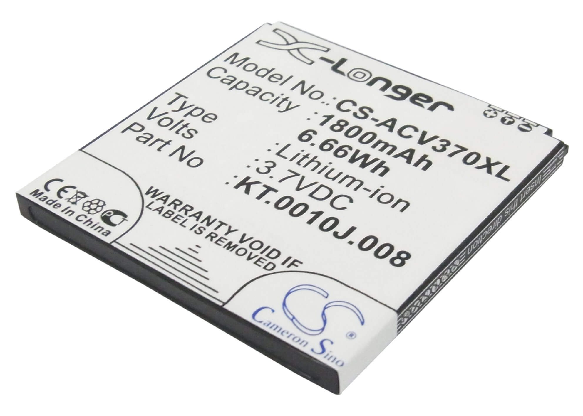 3.7V, 1800mAh, Li-ion Battery fits Acer, Liquid E2, Liquid E2 Dou, 6.66Wh