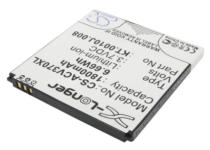 3.7V, 1800mAh, Li-ion Battery fits Acer, Liquid E2, Liquid E2 Dou, 6.66Wh