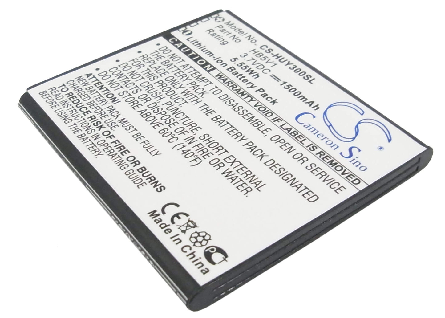 3.7V, 1500mAh, Li-ion Battery fits Huawei, Ascend G350, Ascend G350-u00, 5.55Wh