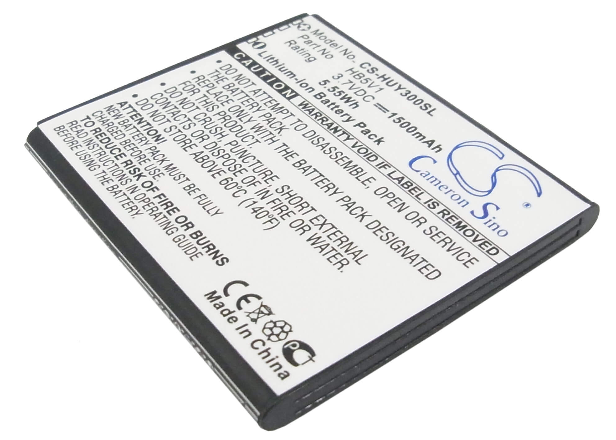 3.7V, 1500mAh, Li-ion Battery fits Huawei, Ascend G350, Ascend G350-u00, 5.55Wh