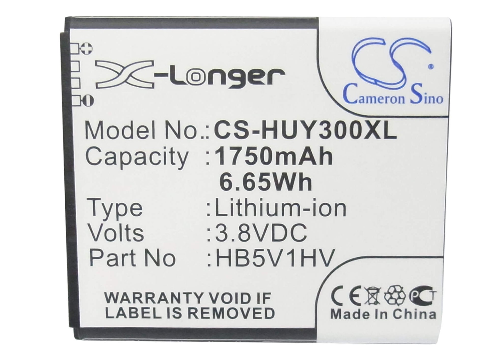 3.8V, 1750mAh, Li-ion Battery fits Huawei, Ascend G350, Ascend G350-u00, 6.65Wh